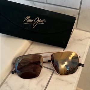 Maui Jim Gold Frame Sunglasses with Brown Lenses